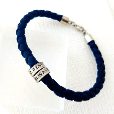 Pulsera sencilla con 2 aros de plata y argollas grabado